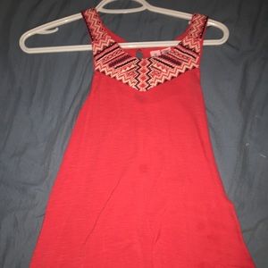 Tank top with embroidered neckline